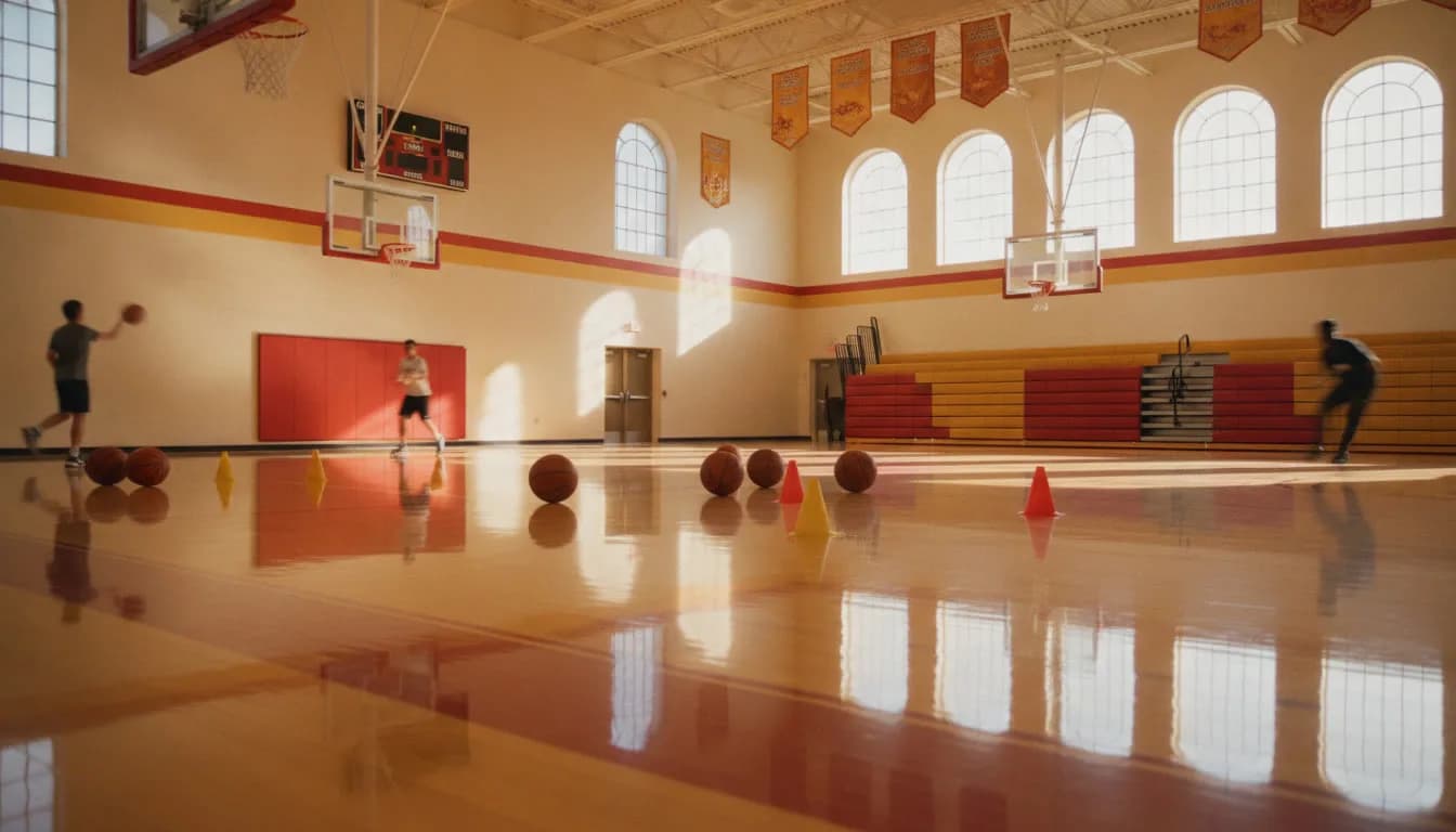 House League players learning basketball fundamentals